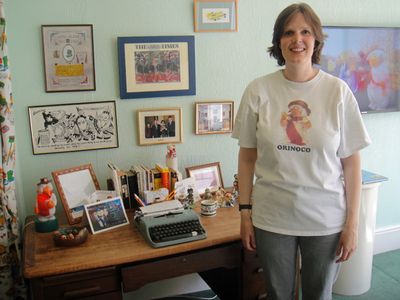 Tara with Elisabeth Beresford's desk
