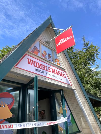The entrance to the pavilion with the ribbon ready to be cut