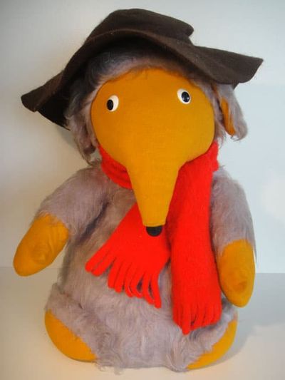 Orinoco pyjama case, 37cm (Boots, 1970s) – hollow plastic body with zipped bottom Orinoco pyjama case