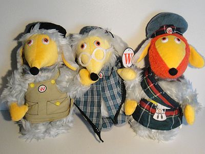 Tobermory, Uncle Bulgaria and MacWomble, 30cm (Ace, 2003) – ‘for travelling fun fair and amusement parks only’ Tobermory, Uncle Bulgaria and MacWomble