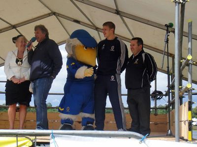AFC Wimbledon's Haydon the Womble, Seb Brown and Ivor Heller